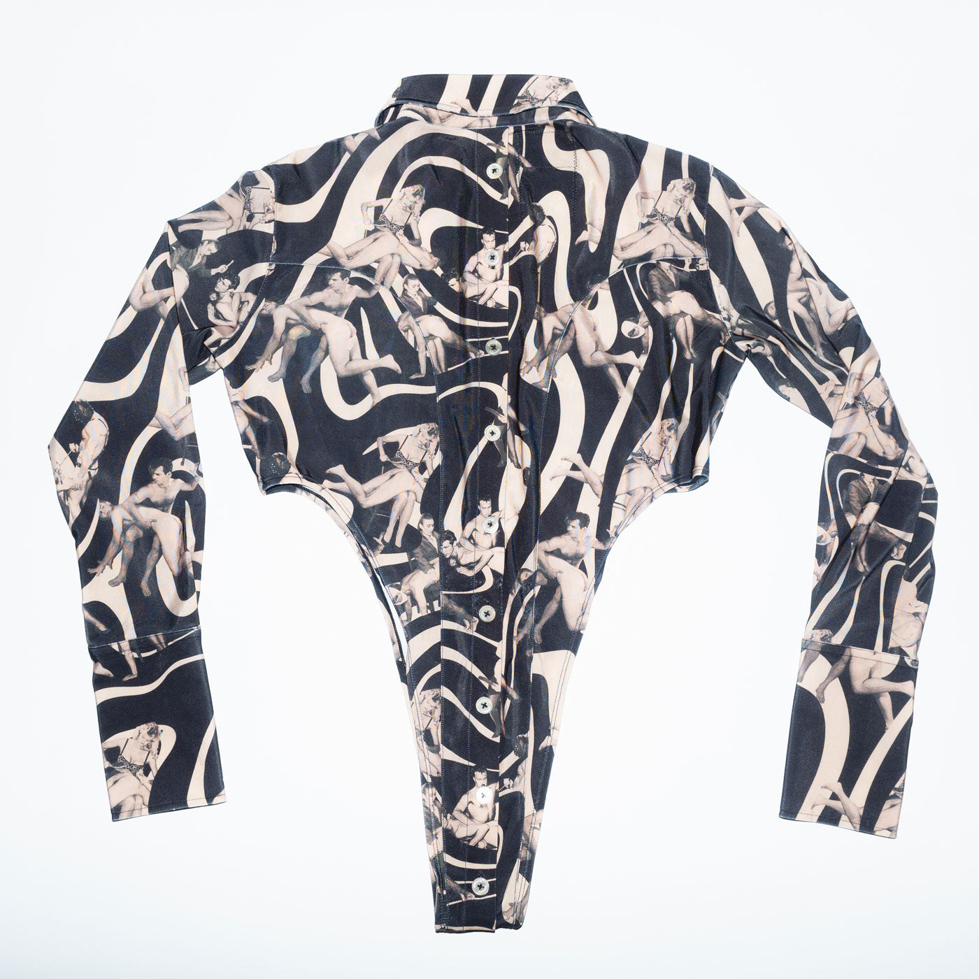 Runway Bipedalism Bodysuit Blouse in Light Brown Spank Print