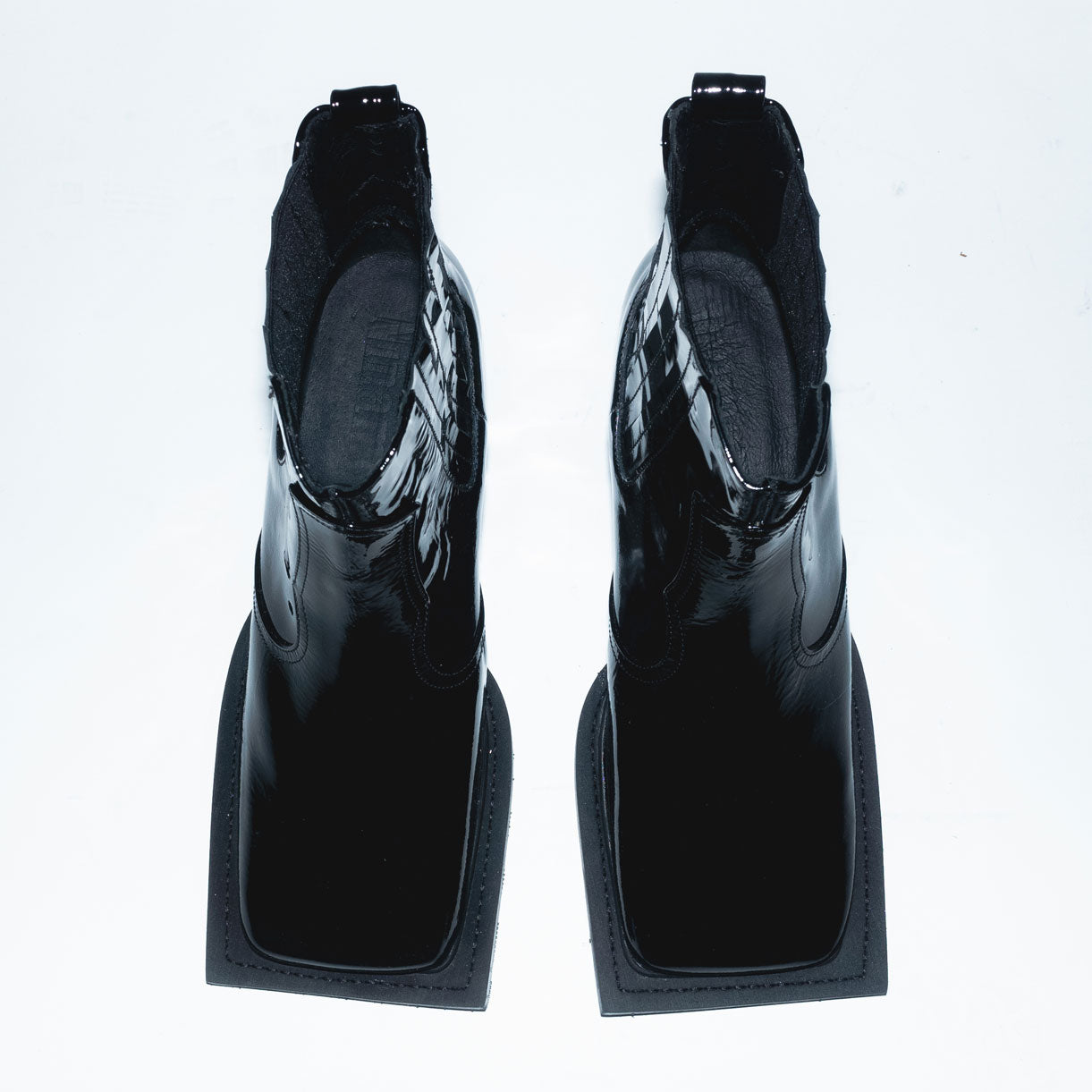 Runway Howler Ankle Boots in Black Patent Leather