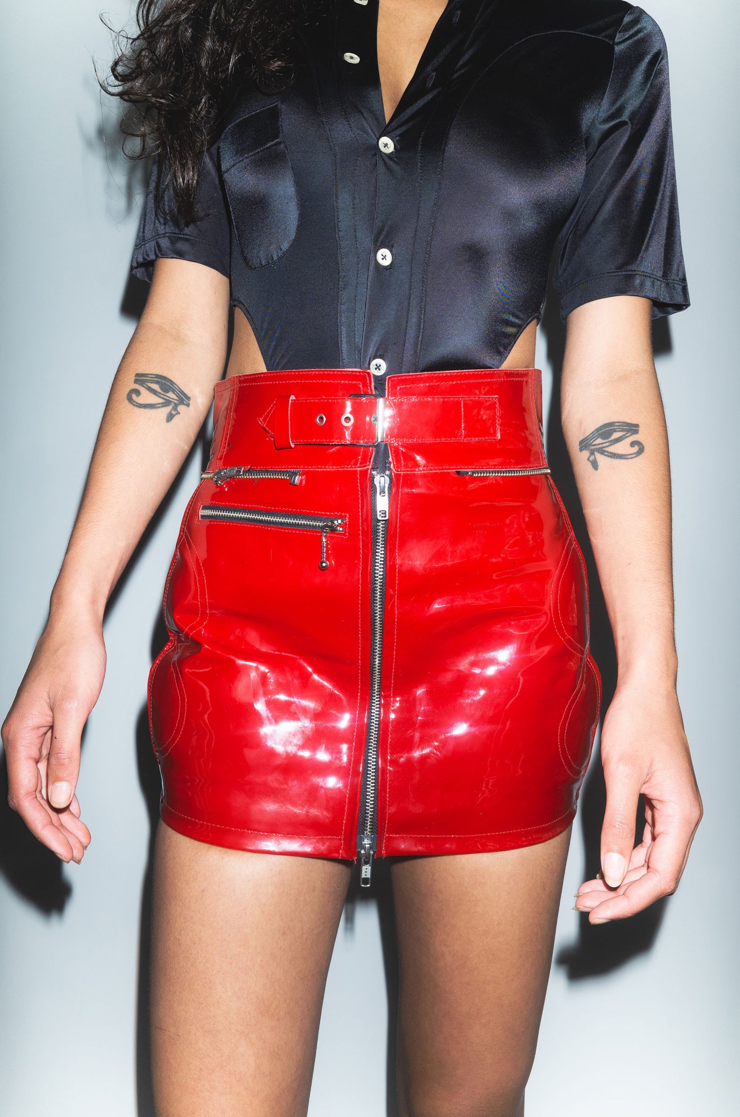 Archive Padded Mini skirt in Red Patent Leather
