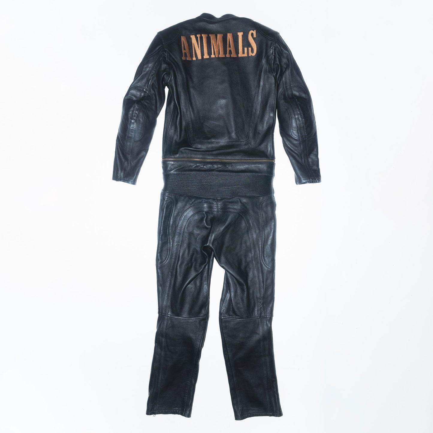 Runway Two-piece Motor Suit in Black Leather with embroidery