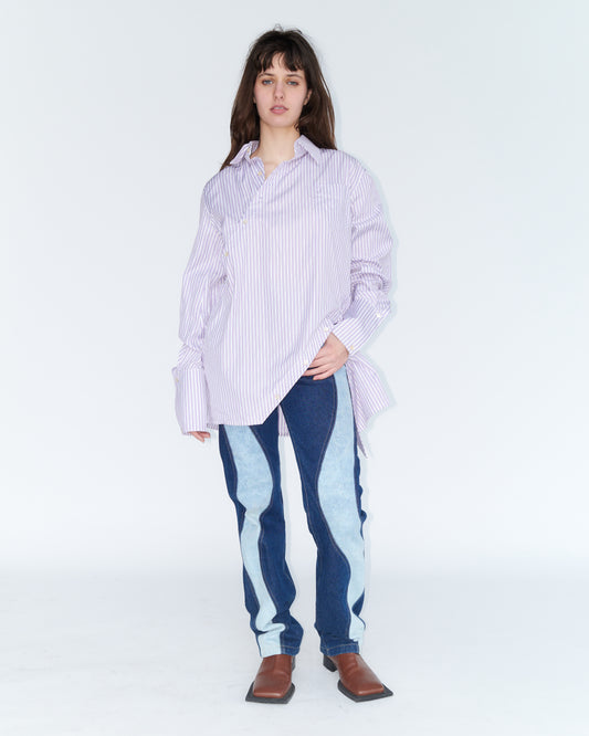 Pinstripe Blouse with buttonstand around the body