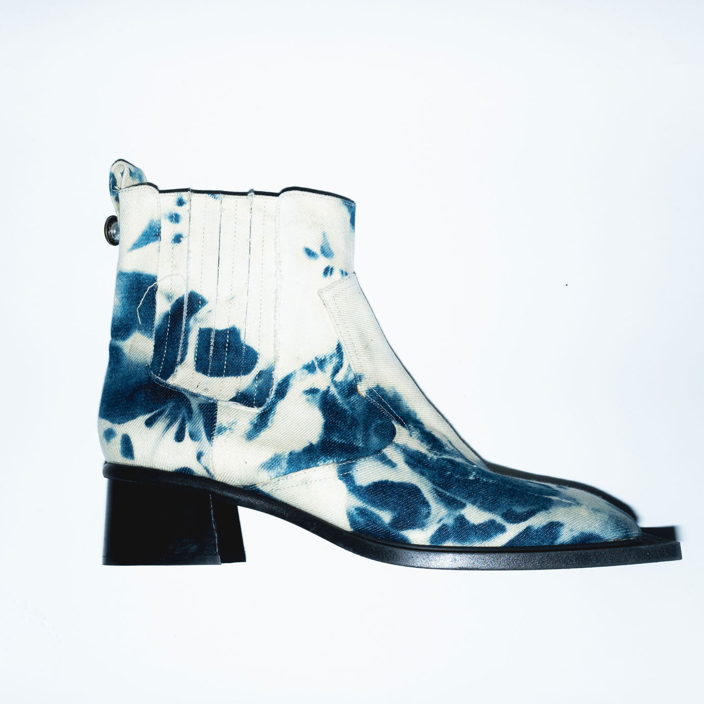 Archive Howler Ankle Boots in Tie Dye Blue Denim