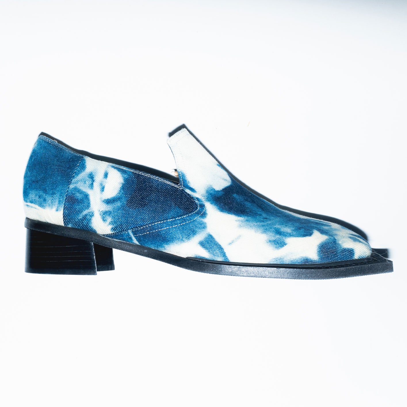 Archive Howled Loafers in Tie Dye Blue Denim