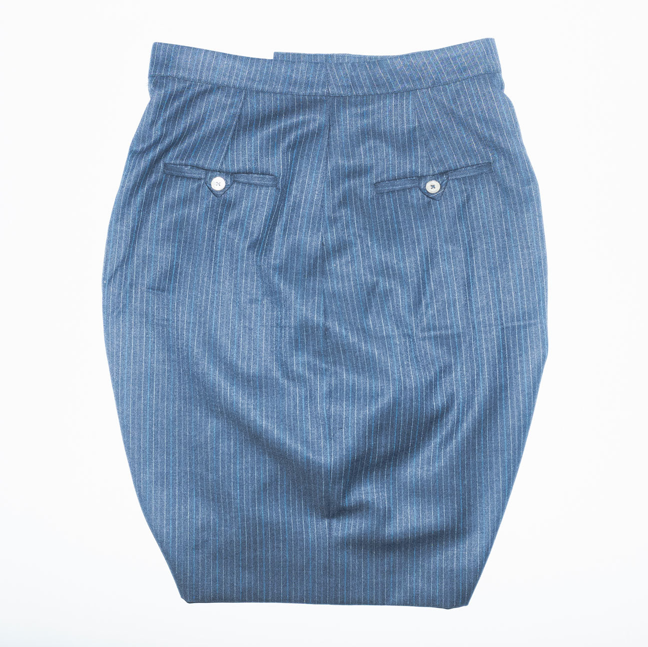 Archive Racing Short Warped Elastic Wool Skirt in Blue Pinstripe