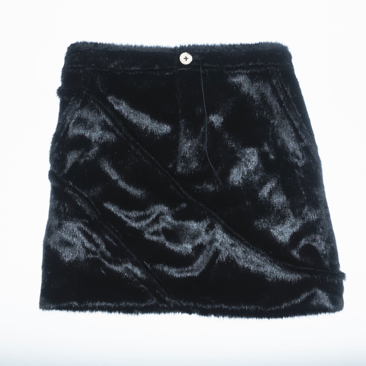 Archive Roast Mini Paneled Hairy Skirt in Black Fake Fur