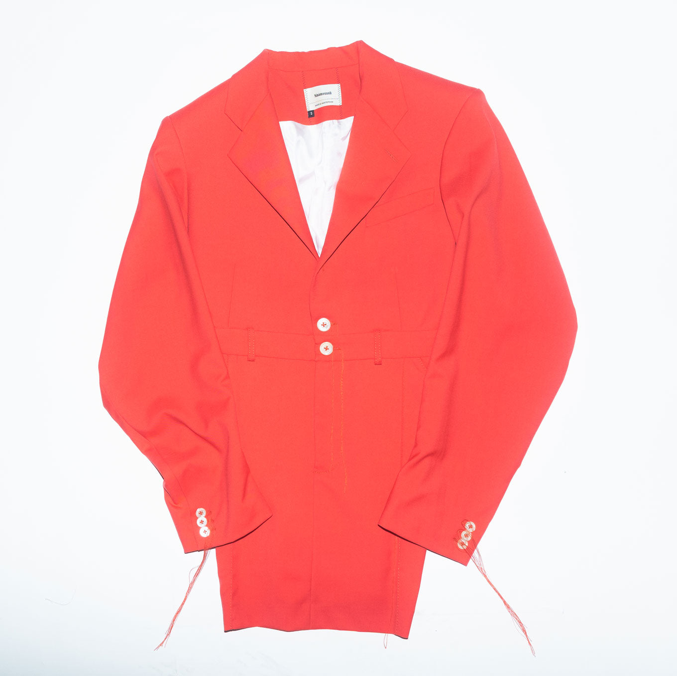 Archive Tradition Short Tailored Wool Dress in Coral Red