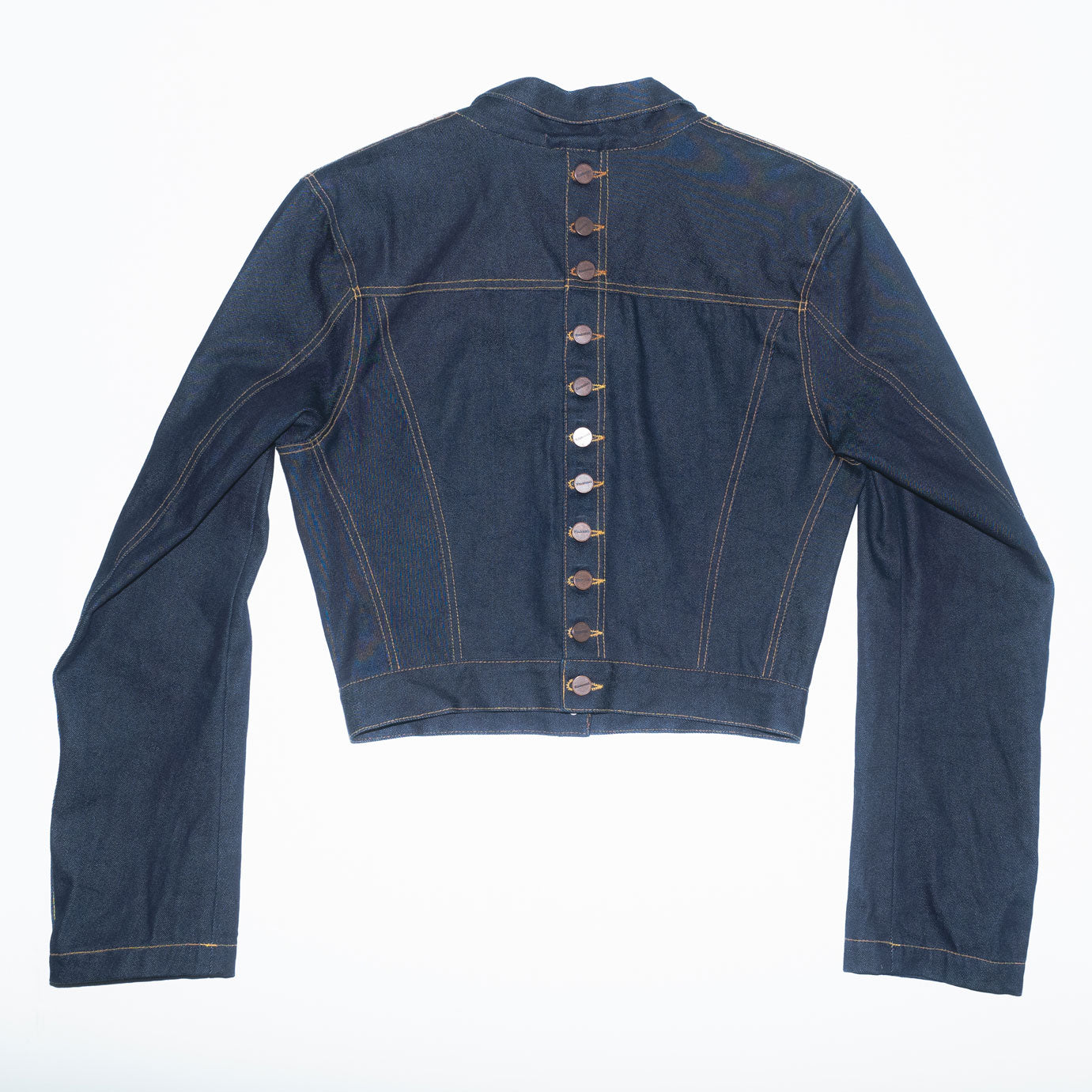 Runway Vole Denim Jacket in Indigo With Back Buttons