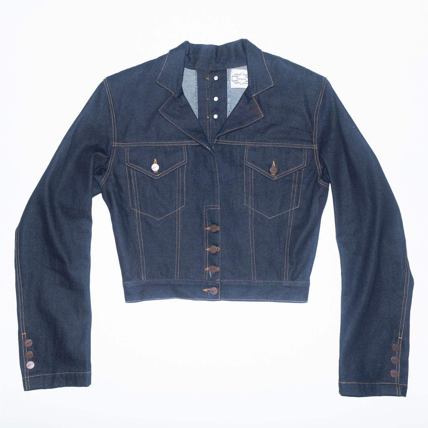 Runway Vole Denim Jacket in Indigo With Back Buttons