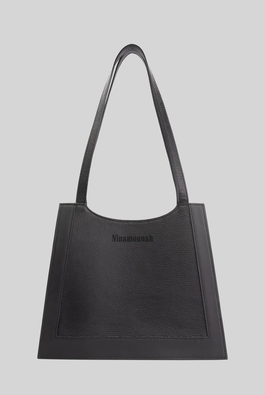Animal Leather Shoulder Bag in Black/Black
