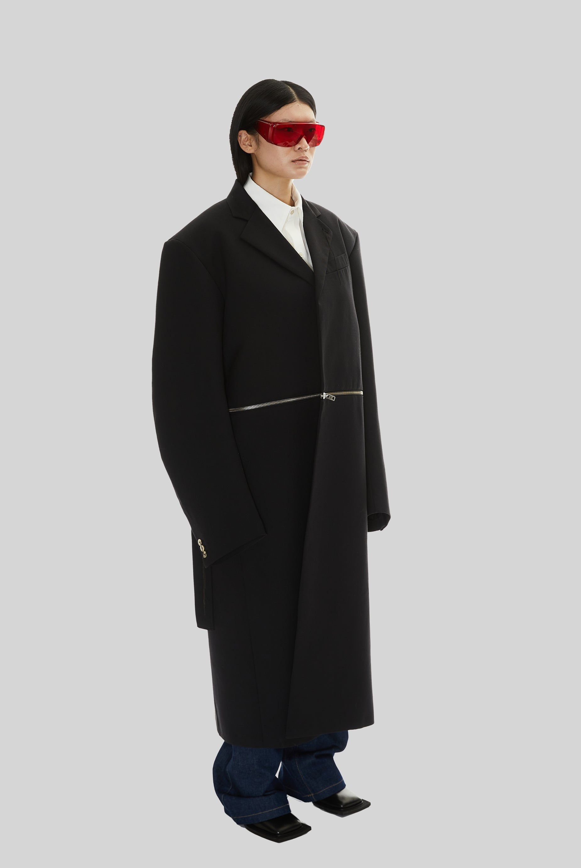 Cannibal Long Coat in Black Wool