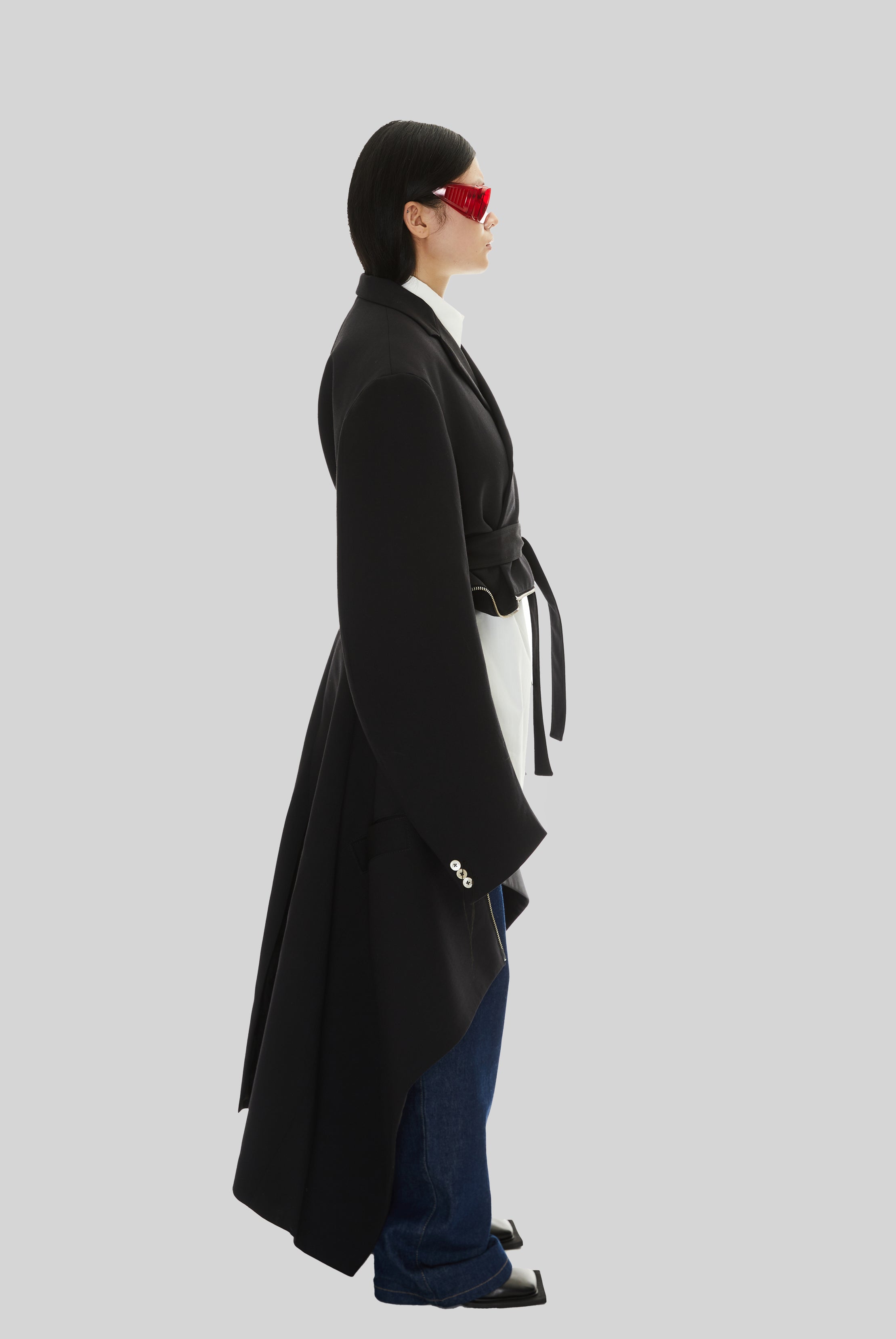 Cannibal Long Coat in Black Wool