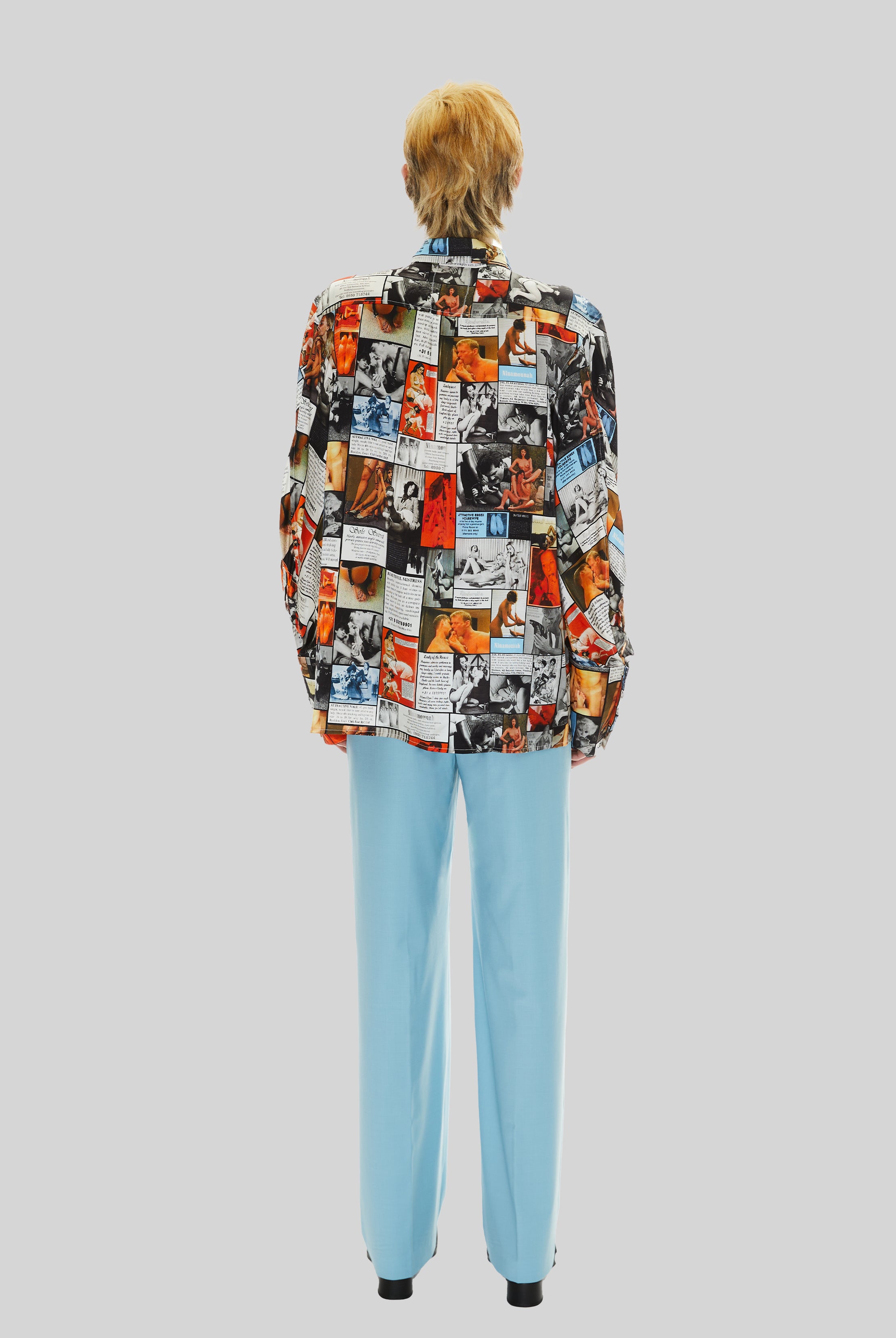 Battery Silk Shirt in Newspaper Print