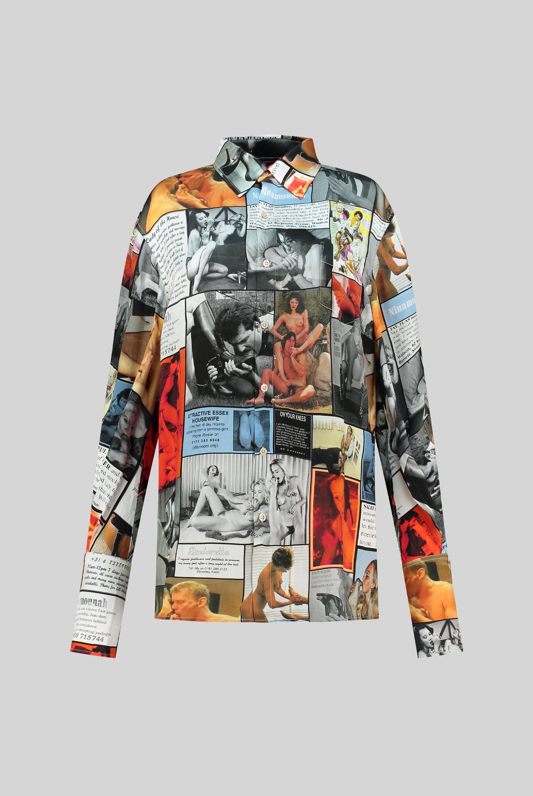 Battery Silk Shirt in Newspaper Print