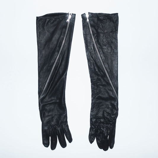 Archive Anus Long Leather Gloves with Zipper
