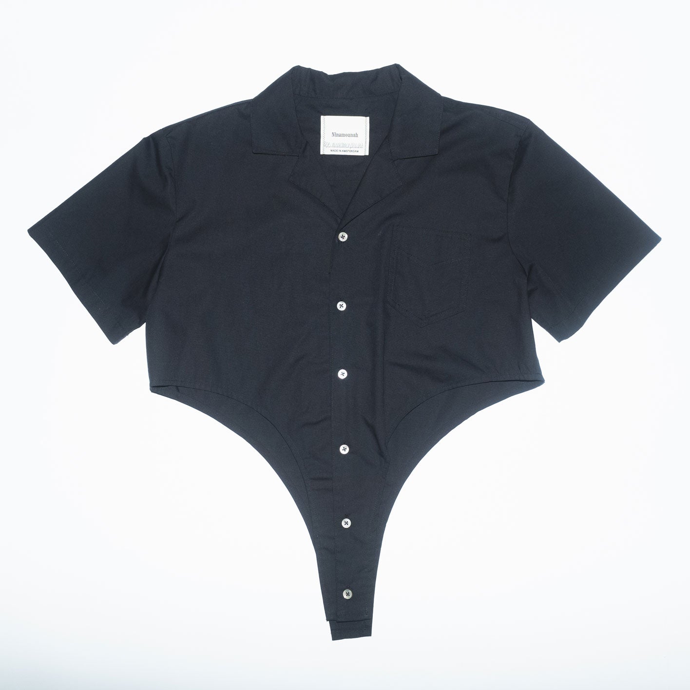 Archive Breast Short Sleeve Bodysuit Blouse in Black