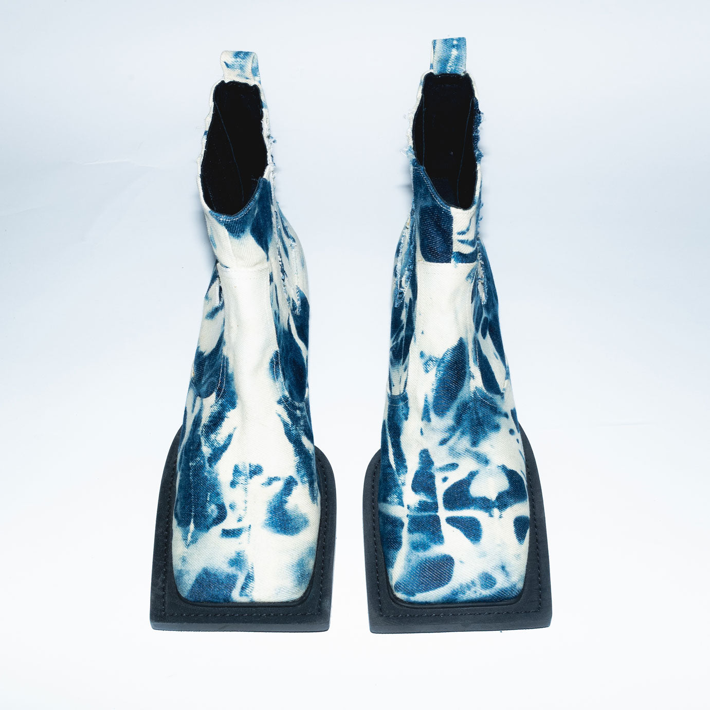 Archive Howler Ankle Boots in Tie Dye Blue Denim