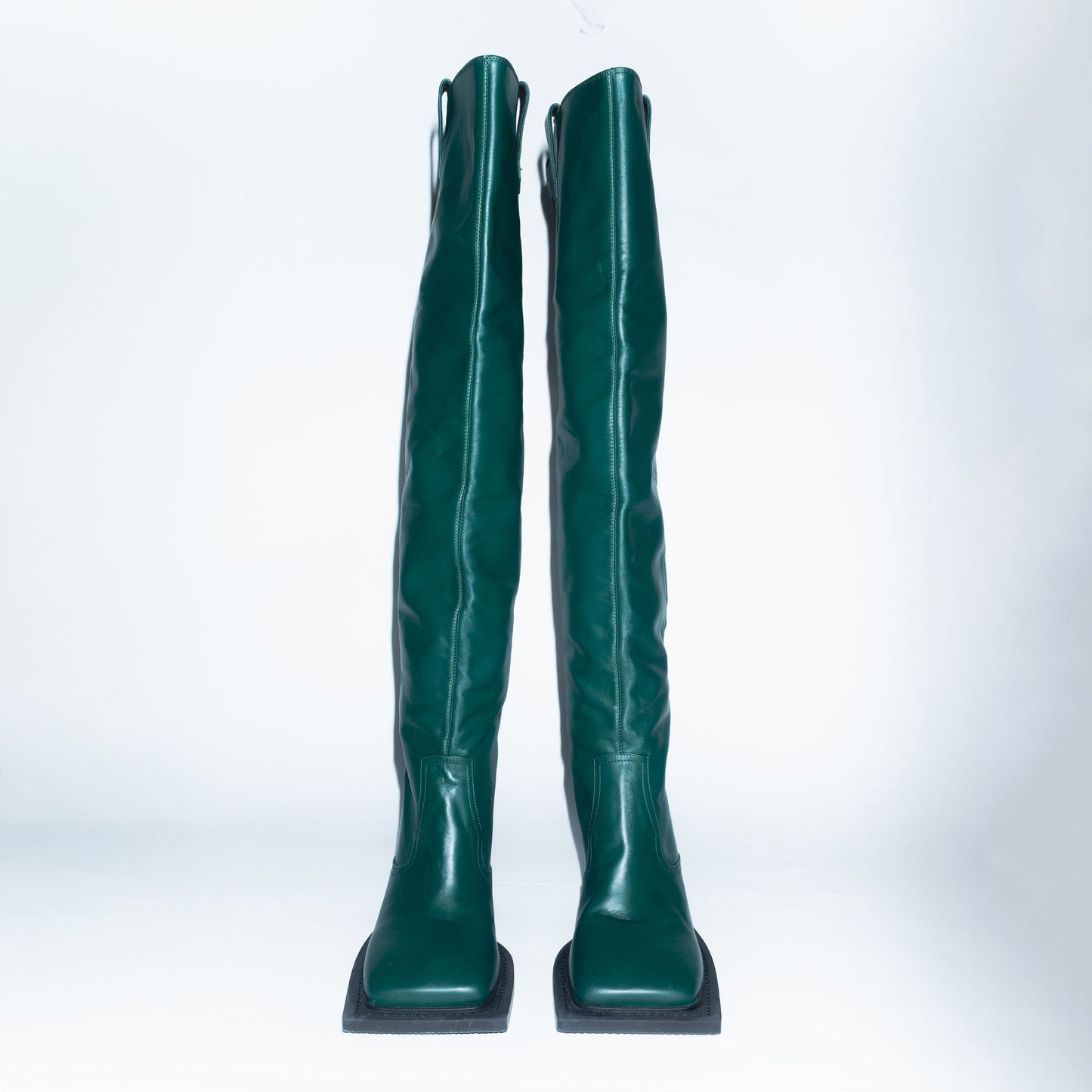 Archive Howling Knee High Boots in Dark Green Leather