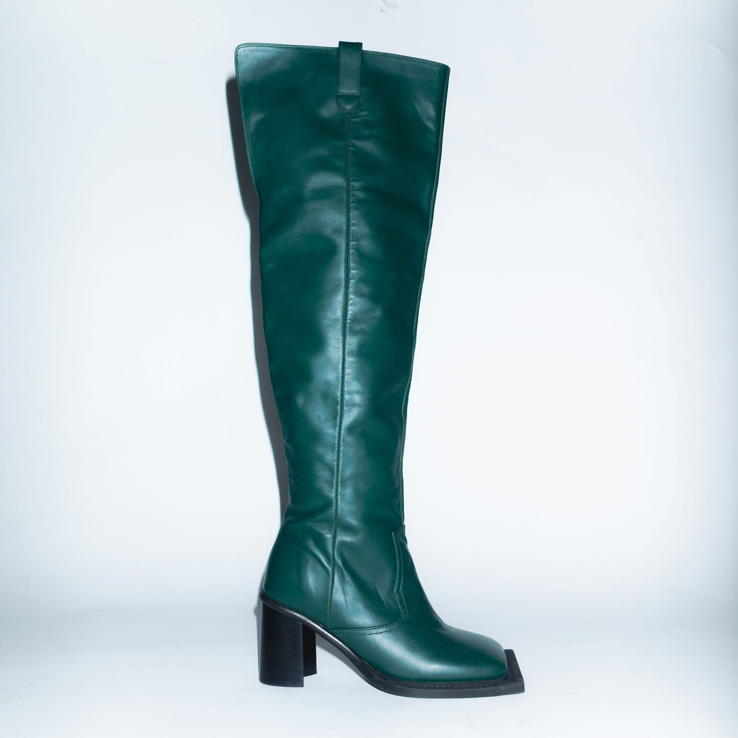 Archive Howling Knee High Boots in Dark Green Leather