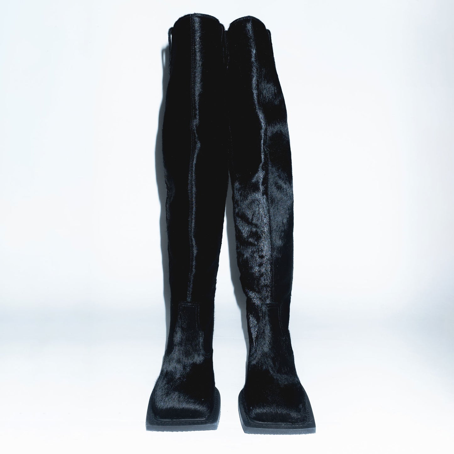 Runway Howling Knee High Boots in Cow Hair Black