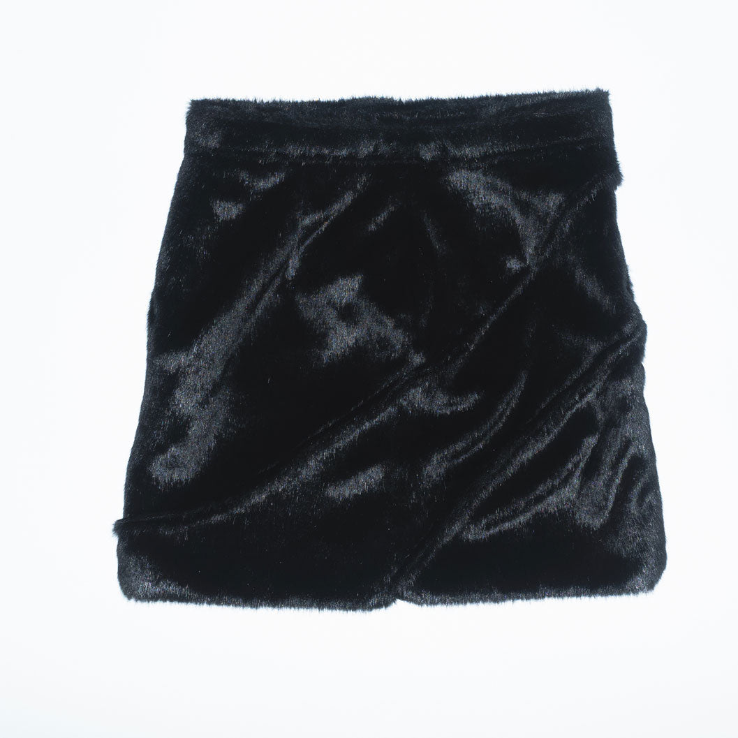 Archive Roast Mini Paneled Hairy Skirt in Black Fake Fur