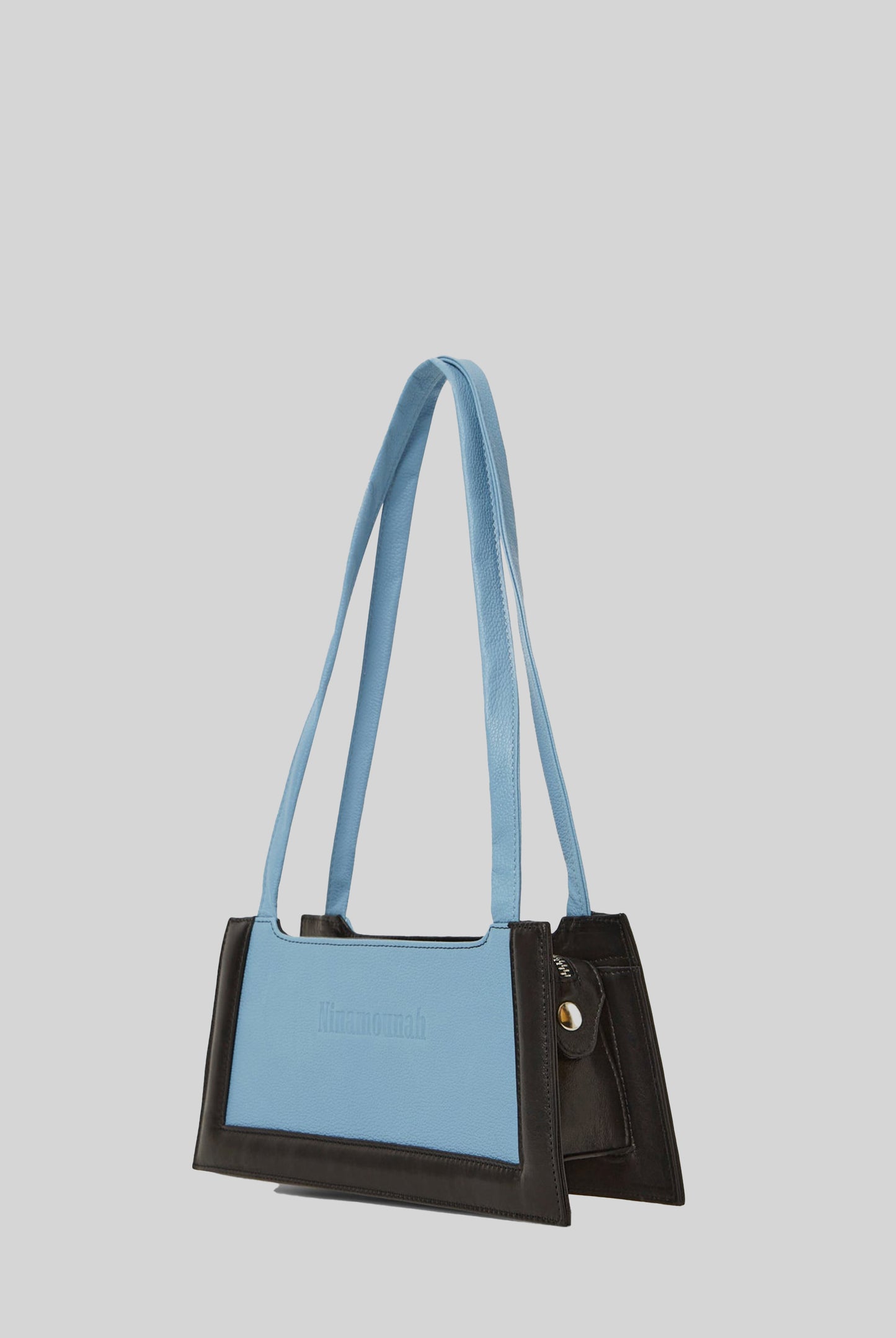 Animal Mini Leather Shoulder Bag in Black/Office Blue