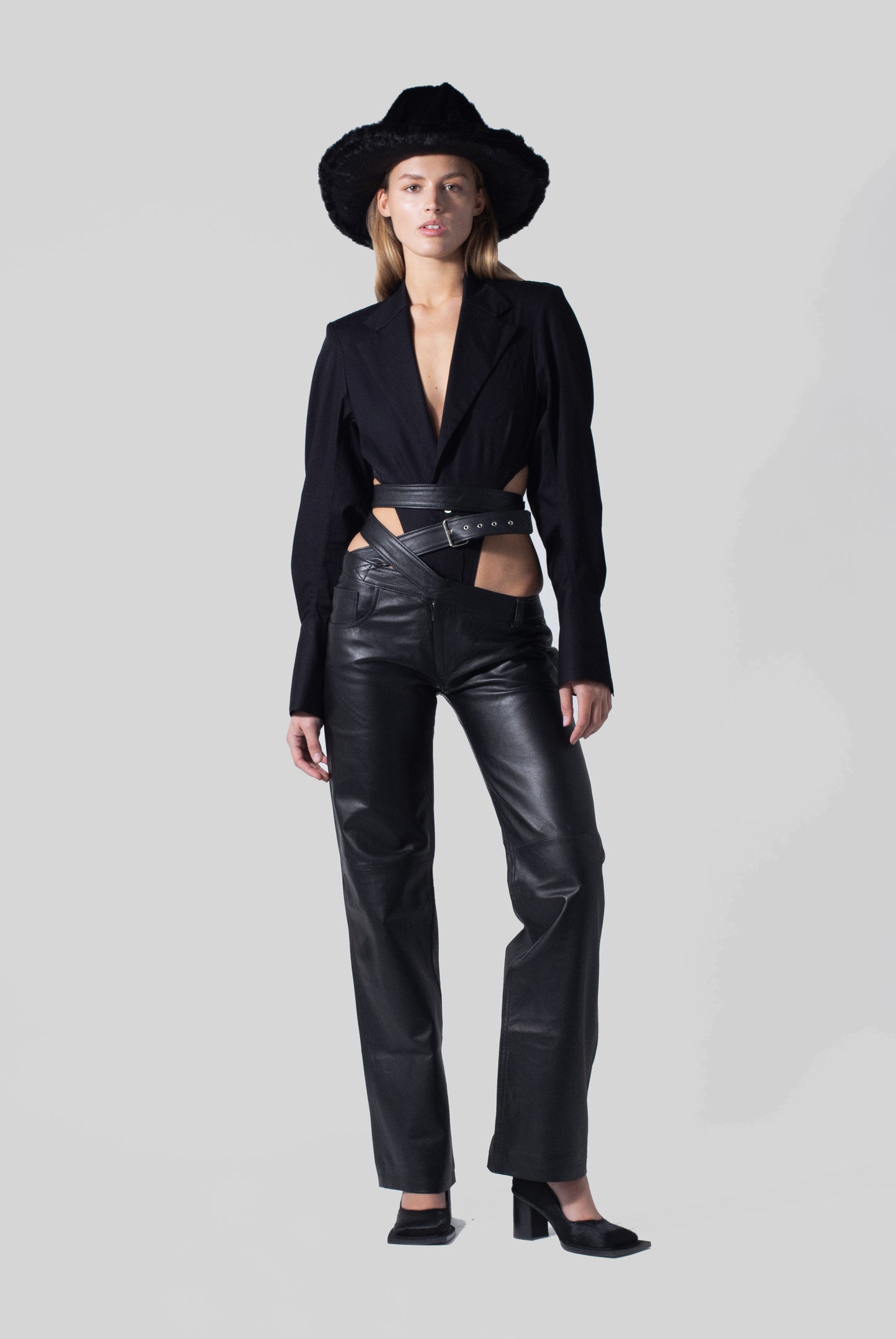 Powered Trousers in Black Leather