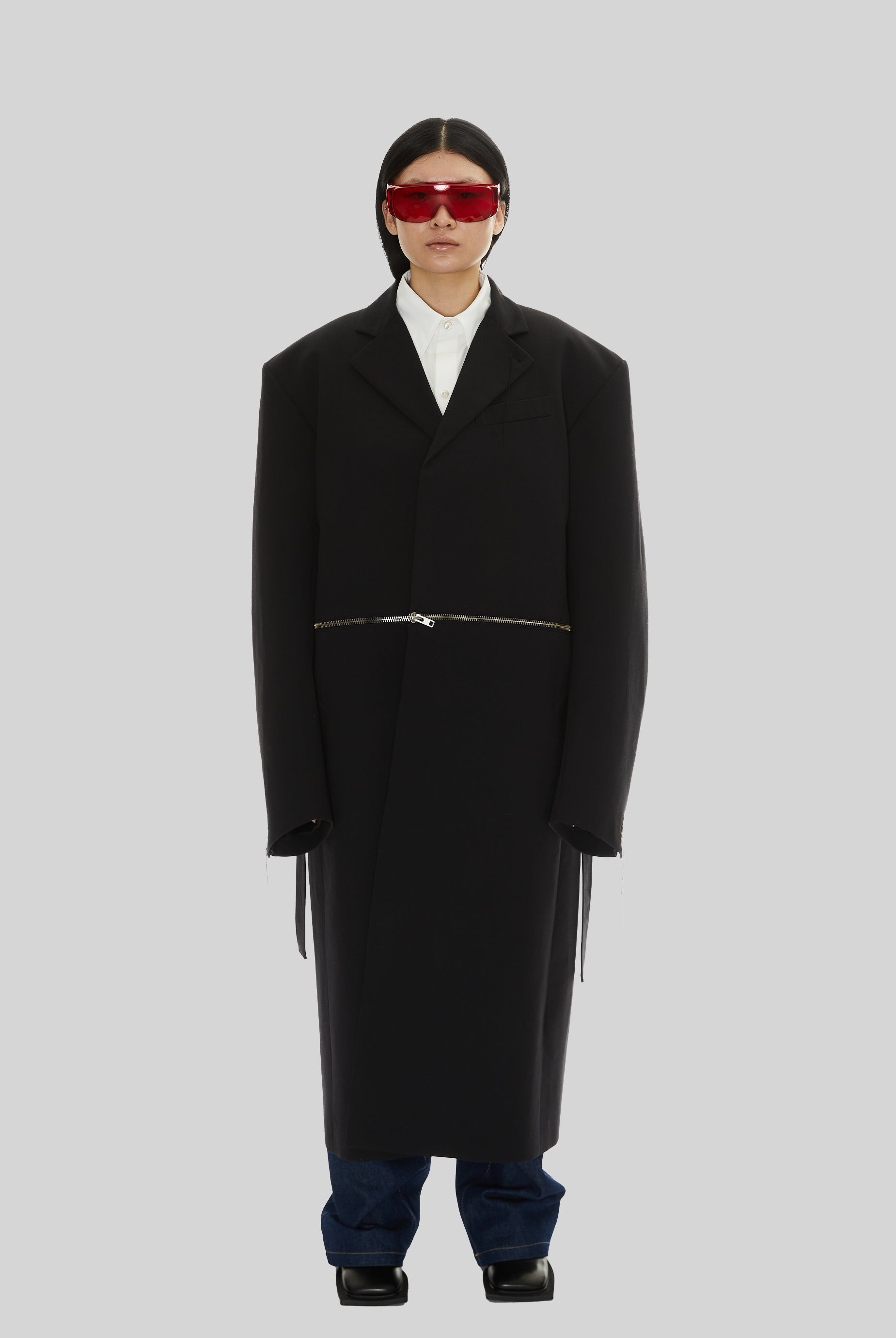 Cannibal Long Coat in Black Wool
