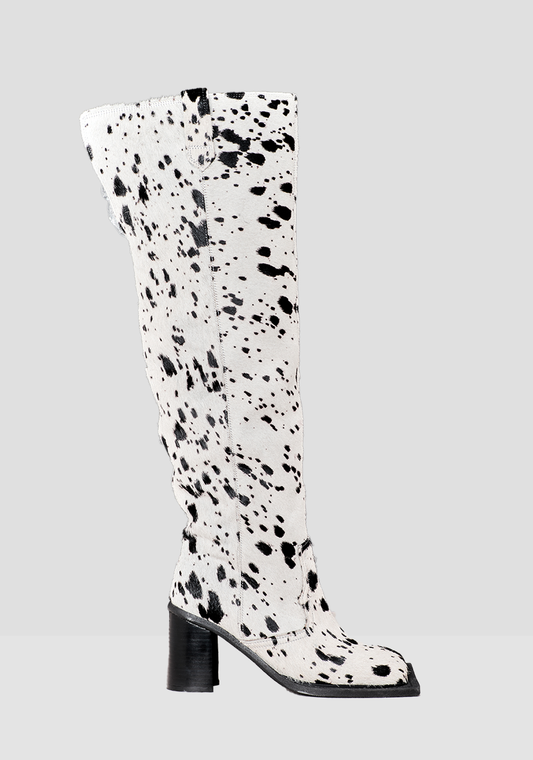 Howling Knee High Boots in Cow Hair Spots